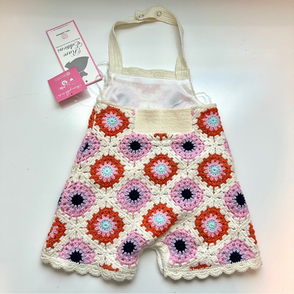 Rare Editions Crochet Colorful Knit Retro  Romper 1 Piece NWT Size 6-9 months - Picture 5 of 9